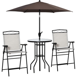 Outsunny 4 Pcs Outdoor Garden Folding Umbrella Table Chair Patio Bistro Set Steel