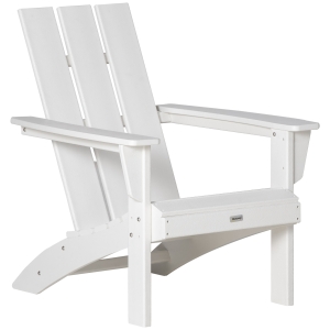 Outsunny Outdoor Plastic Adirondack Chair Backyard Lounge Chair w/ Tall Back, White