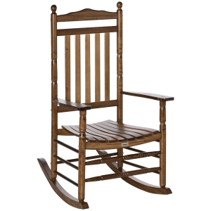 Outsunny Wooden Rocking Chair, Traditional Porch Rocker for Outdoors / Indoors, Natural