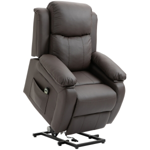 HOMCOM PU Leather Power Lift Electric Recliner Chair w/Remote Control, Brown