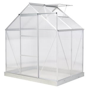 Outsunny 6.5' x 4' x 7' Portable Walk-In Greenhouse Outdoor Plant Gardening Green House Canopy w/ Sliding Door Adjustable Window Silver