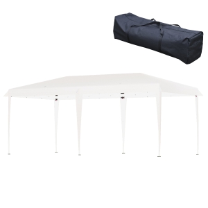 Outsunny 19' x 10' Pop Up Canopy Outdoor Gazebo Party Tent with Carrying Bag, White