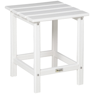 Outsunny Patio Side Table, Outdoor Plastic End Table for Backyard, Deck, Lawn, White