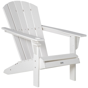 Outsunny Outside Patio & Backyard Lounge Adirondack Chair w/ Ergonomic Design, White