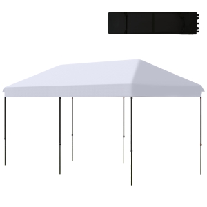 Outsunny 10' x 20' Heavy Duty Cathedral Top Pop-Up Canopy Tent w/ Carrying Bag, White