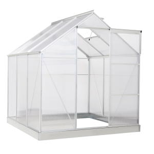 Outsunny 6' x 6' Portable Walk-In Greenhouse Outdoor Plant Gardening Green House Canopy w/ Sliding Door Adjustable Window Silver