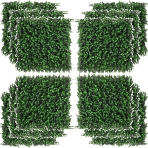 Outsunny 12 PCS 20" x 20" Artificial Boxwood Wall Panel Float Grass Style Emerald Green