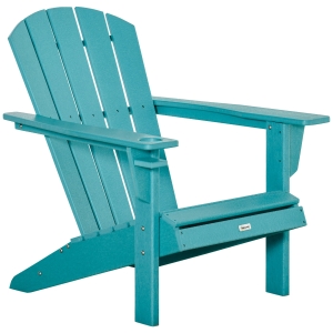 Outsunny Outside Patio & Backyard Lounge Adirondack Chair w/ Ergonomic Design, Turquoise