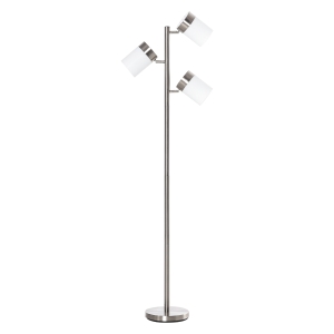 HOMCOM Modern Floor Lamp, Standing Light with 3 Rotating Lights for Living Room, Bedroom, Office, Silver