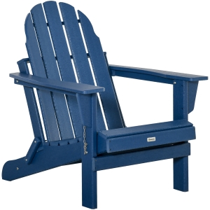 Outsunny Outside Patio & Backyard Lounge Folding Adirondack Chair w/ Ergonomic Design, Blue