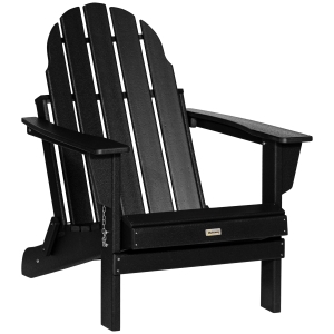 Outsunny Outside Patio & Backyard Lounge Folding Adirondack Chair w/ Ergonomic Design, Black