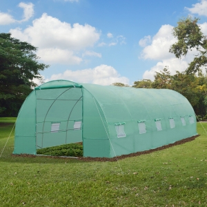 Outsunny 26.2' x10' x 6.7' Large Walk in Tunnel Greenhouse Garden Steel Frame