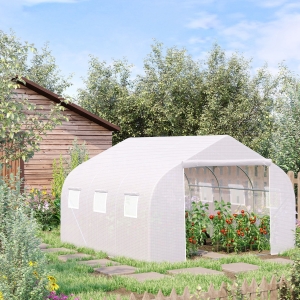 Outsunny 11.5’x10’x7’ Portable Walk-In Greenhouse Garden Plant Flower Growing House, White