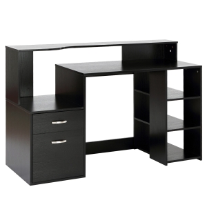 HOMCOM Computer Desk Home Office Workstation Laptop Writing Table Shelves & Drawers