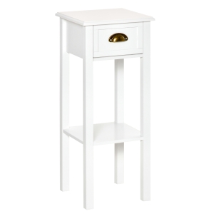 HOMCOM 2-Tier Side Table with Drawer, End Table for Living Room Hallway, White