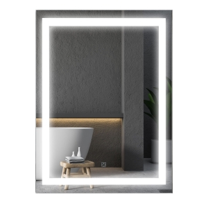 HOMCOM LED Illuminated Bathroom Wall Mirrors with Lights Modern Makeup Vanity Mirror