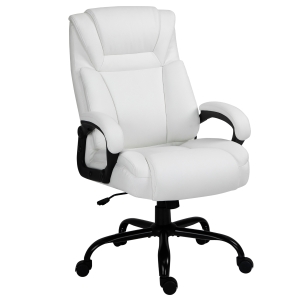Vinsetto Big and Tall 400lbs Executive Office Chair with Wide Seat, Computer Desk Chair with High Back PU Leather Ergonomic Upholstery, Adjustable Height and Swivel Wheels, White