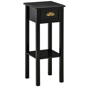 HOMCOM 2-Tier Side Table with Drawer Shelf, End Table for Living Room Hallway, Black