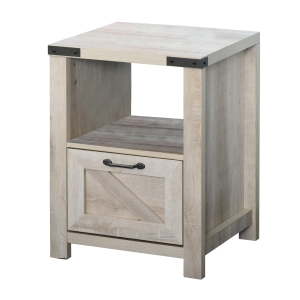 HomCom Industrial Side Table with Storage Drawer, Display Shelf, a Large Working Tabletop, & Strong Materials - Oak