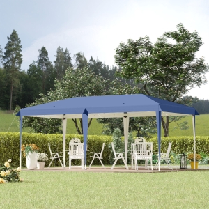Outsunny 10' x 19' Outdoor Pop Up Party Tent Garden Easy Set Up Gazebo Canopy Market Event Sunshade Blue