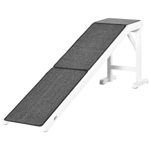 PawHut Dog Ramp Foldable with Non-slip Carpet Top Platform, Grey, White