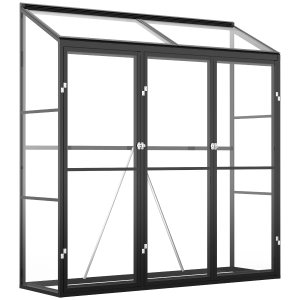 Outsunny 6' x 2' x 6' Aluminum Greenhouse, Polystyrene Walk-in Garden Greenhouse with 2 Adjustable Roof Vents and 3 Doors, Clear