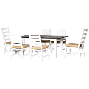 Outsunny 7 PC Aluminium Outdoor Dining Furniture Set with Umbrella Hole & Seat Cushion
