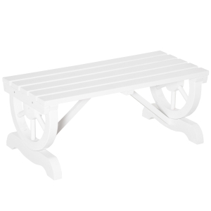 Outsunny 2-Person Wooden Outdoor Garden Patio Bench w/ Wagon Wheel Style Legs, White