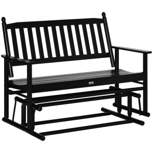 Outsunny Patio Garden Glider, 2 Seat Outdoor Gliding Chair, Black