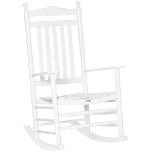Outsunny Wooden Rocking Chair, Traditional Porch Rocker for Outdoor Indoor, White