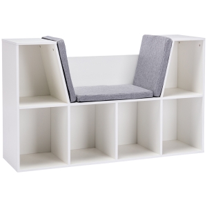 HOMCOM Toy Chest Kids Cabinet Storage Organizer Shelf for Toys, Clothes, Books, White