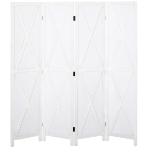 HOMCOM 4-Panel Folding Privacy Room Screen Divider for Indoors, Bedroom, Office, White