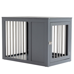 PawHut Furniture Style Dog Crate End Table Kennel, w/ Double Doors for Medium Dogs