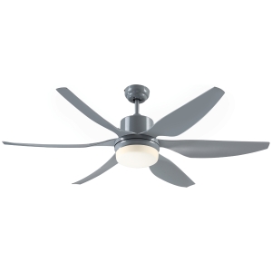 HOMCOM Reversible Ceiling Fan with Light, 3 Blades Indoor LED Lighting Fan, Grey
