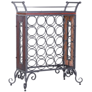 HOMCOM 25 Bottle Horizontal Free Standing Wine Rack Stand Wood and Metal - Black