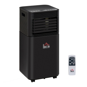 HOMCOM 8000BTU Mobile Portable Air Conditioner for Home Office Cooling, Dehumidifier, Ventilating w/ Remote, LED Display, 24H Timer, Auto Shut-Down, Black