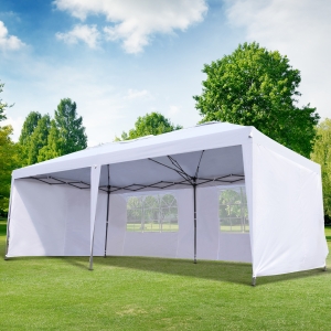 Outsunny 10’ x 20’ Outdoor Gazebo Canopy Party Wedding Party Tent Pop Up White