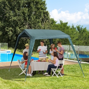 Outsunny 11x8ft Portable Party Gazebo Tent Outdoor Activity Sun Shelter Garden Carport Tent Canopy w/ Slant Leg Green