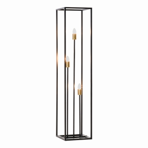 HOMCOM 55" Modern 3 LED Light Standing Floor Lamp Tree with Steel Square Frame, Black