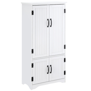 HOMCOM Accent Floor Storage Cabinet Kitchen Pantry with Adjustable Shelves and 2 Lower Doors, White