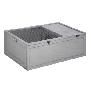 PawHut 37”L Wood Tortoise House Turtle Habitat, Indoor Tortoises Enclosure for Small Animals, Outdoor Reptile Cage