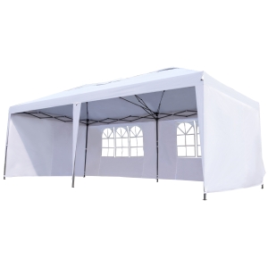 Outsunny 10' x 20' Outdoor Wedding Party Patio w/ 4 Removable Side Walls Canopy for Fetes Event - White