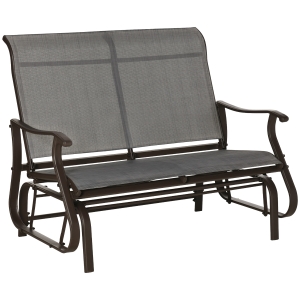 Outsunny 47" Outdoor Double Glider Bench, Backyard Patio Mesh Gliding Chair, Mixed Grey