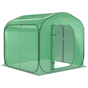 Outsunny 7' x 7' x 6' Garden Portable Pop Up Greenhouse with Side Door & Portable Zipper Bag for Plants & Vegetables Green
