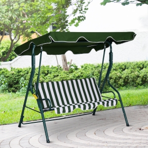 Outsunny Outdoor 3-person Metal Porch Swing Chair Patio Garden Poolside Stripes