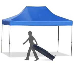 Outsunny 9.7' x 14.5' Folding Gazebo Steel Canopy Party Tent With Carry Bag - Blue