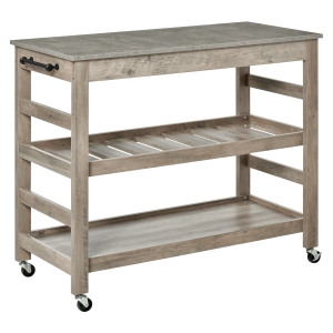 HOMCOM Kitchen Cart, Rolling Kitchen Island Utility Trolley with Stainless Steel Top