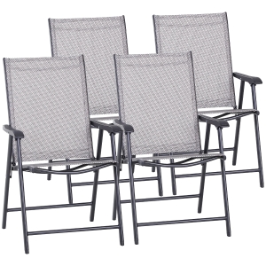Outsunny Four Chair Garden Set w/ Comfortable Ergonomic Design for Sitting & Relaxing