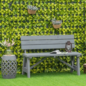 Outsunny Wooden Garden Bench for Outdoor, 2-person Patio Bench, Loveseat Furniture for Lawn, Deck, Yard, Porch and Entryway, Grey