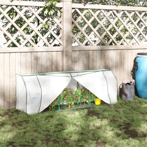 Outsunny 71" x 17" x 24" Mini Greenhouse Portable Hot House for Plants with Zipper Design for Outdoor, Indoor, Garden, White